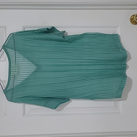 Anthropologie Field Flower Green Sheer Gauze Top - Picture 8 of 8